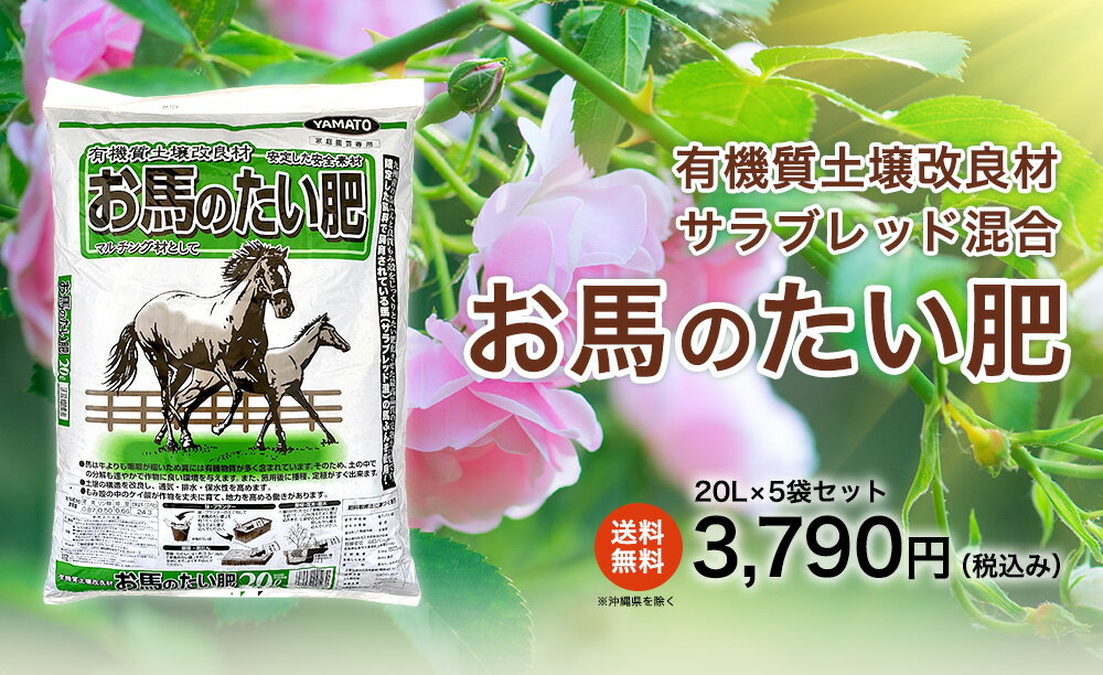 【送料無料】新お馬のたい肥20Lx5袋セットお馬の堆肥馬糞馬ふんたい肥堆肥土壌改良剤土壌改良材土壌改良植木鉢鉢薔薇バラばらガーデニング園芸家庭菜園庭