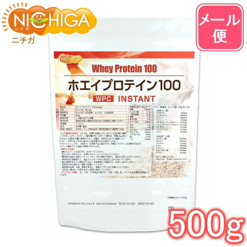 ホエイプロテイン100  500g プレーン味  rBST (牛成長ホルモン剤不使用) WPC 溶けやすい造粒品  NICHIGA(ニチガ)