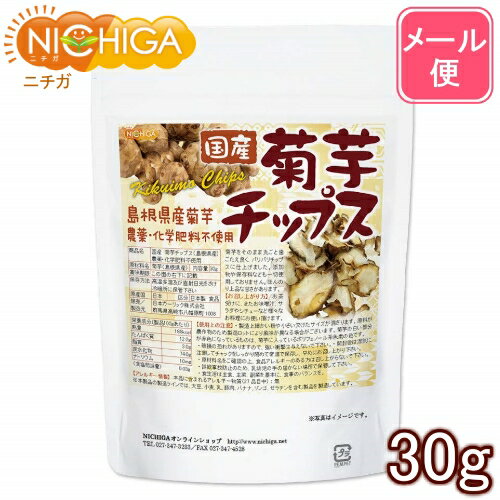 国産菊芋チップス 島根県産 30g 【送料無料】【メール便で郵便ポストにお届け】【代引不可】【時間指定不可】 農薬化学肥料不使用 [06] NICHIGA ニチガ 