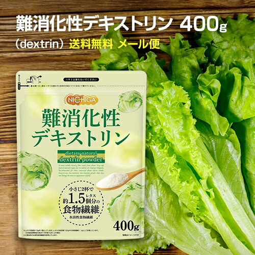 難消化性デキストリン（dextrin） 微顆粒品 400g 【送料無料】【メール便で郵便ポストにお届け】【代引不可】【時間指定不可】 水溶性食物繊維 サラッと溶ける便利な微顆粒品 食物繊維豊富・たんぱく質ゼロ・低脂肪 [01] NICHIGA(ニチガ)