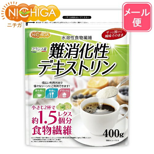 難消化性デキストリン（フランス産） 400g 【送料無料】【メール便で郵便ポストにお届け】【代引不可】【時間指定不可】 水溶性食物繊維 [01] NICHIGA(ニチガ)