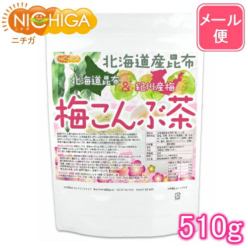 北海道産昆布 紀州産梅 梅こんぶ茶 510g 【送料無料】【メール便で郵便ポストにお届け】【代引不可】【時間指定不可…