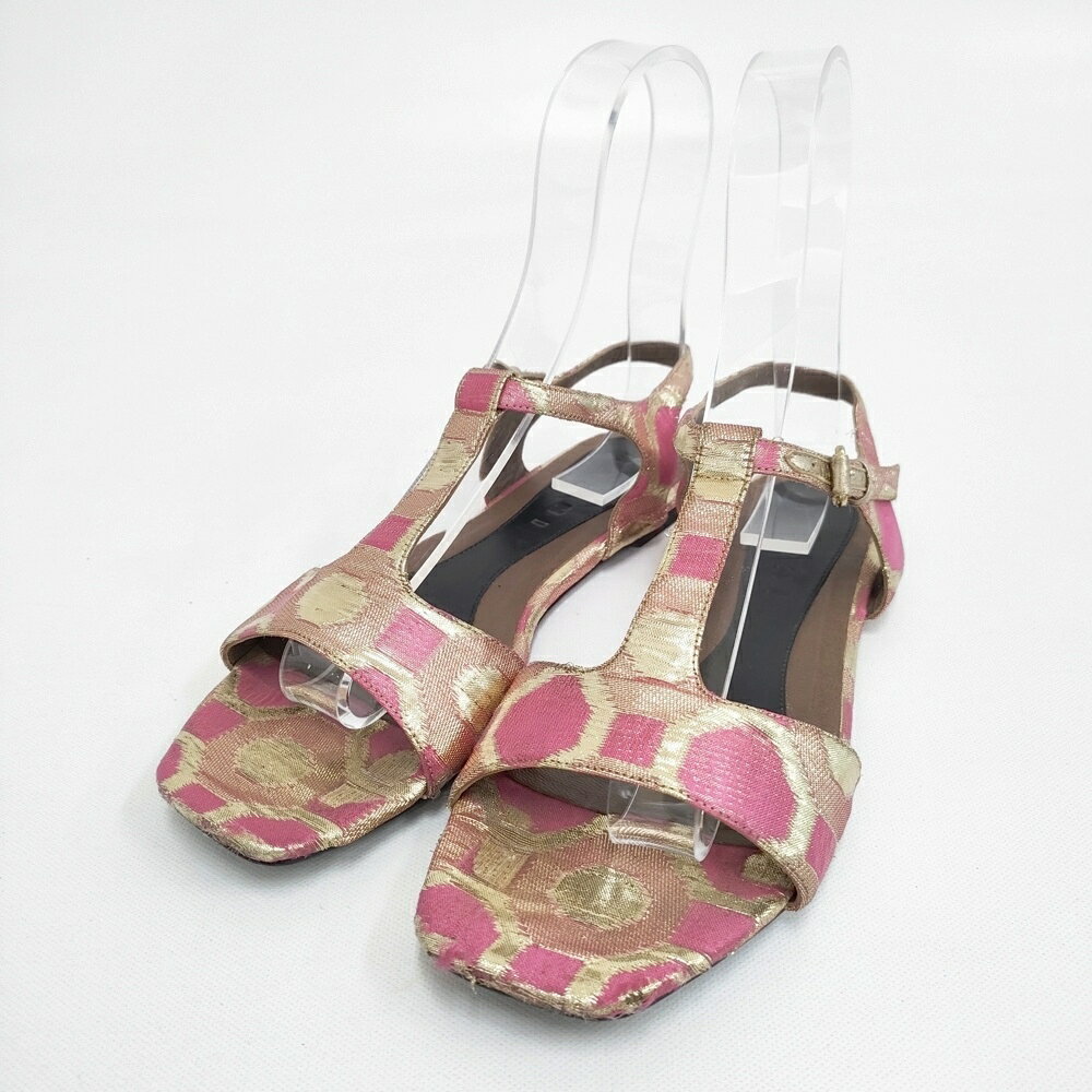 Rakuten - MARNI フラット サイズ37 アンクルベルト サンダル ピンク ゴールド レディース マルニ【中古】6-0413S