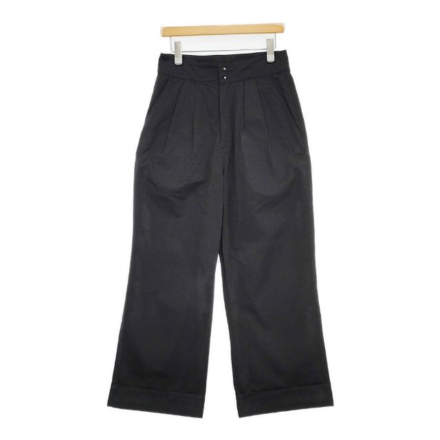 MHL. CRISP COTTON TWILL 595-4143502 コットン ワイド パンツ 24SS ブラック レディース エムエイチエル【中古】6-0420G