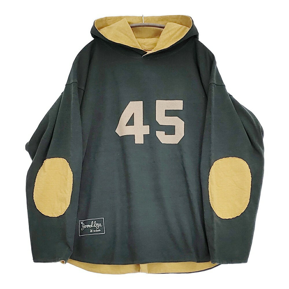 Rakuten - 45R/45rpm ジンバブエコットンの908リバーシブルフーディ 定価59400円 グッバイジンバシリーズ パーカー グリーン イエロー レディース フォーティーファイブアールピーエム【中古】6-0418M