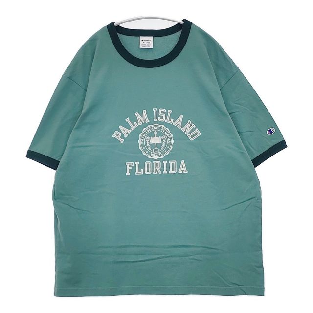 Rakuten - Champion トリムTシャツ リンガー プリント サイズXL C8-Z329 palm island florida 半袖Tシャツ カットソー エメラルドグリーン メンズ チャンピオン【中古】6-0422S