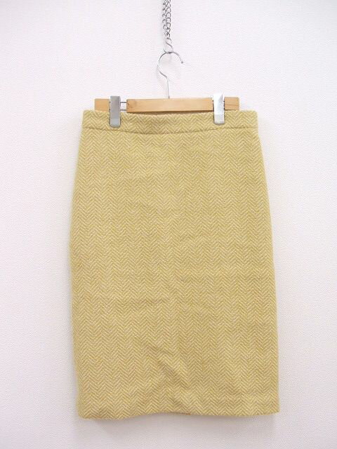 R&D.M.Co- ヘリンボーン ウール サイズS スカート イエロー ホワイト レディース オールドマンズテーラー【中古】2-1008T