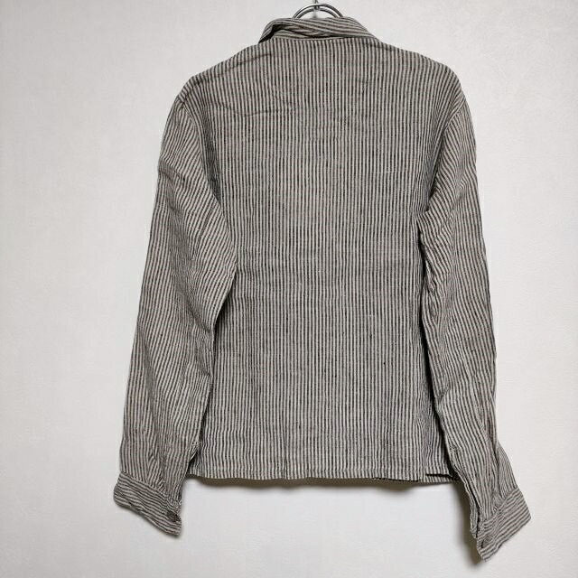 HARROW TOWN STORES HTS ストライプ リネン テーラードジャケット グレー レディース ハロウタウンストアズ【中古】3-0830M