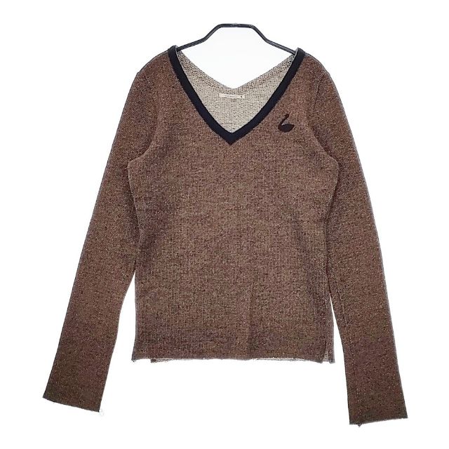 mina perhonen herb salt ka8584 Vネック プルオーバー セーター ニット ブラウン レディース ミナペル..
