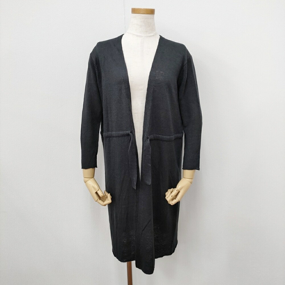 evam eva garment dyeing linen robe E191K143 サイズM ローブ カーディガン ネイビー レディース エヴァムエヴァ【中古】5-0811M