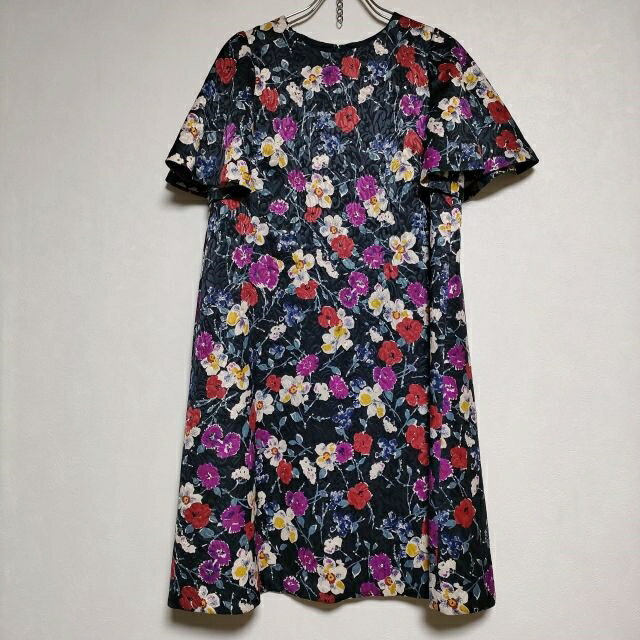 組曲 Rythme KUMIKYOKU オンワード樫山 花柄ドレス ワンピース ネイビー マルチ レディース クミキョク【中古】4-0319S