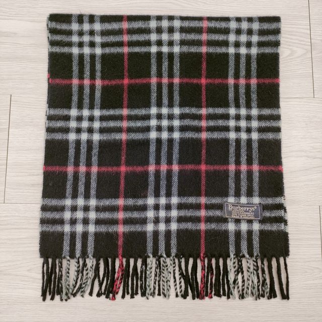 Burberrys カシミヤ ノバチェック 英国製 ストール マフラー ネイビー レディース バーバリーズ【中古】4-1023T