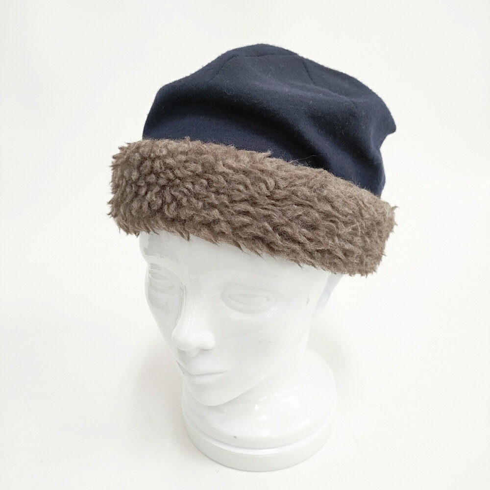Cap - mature ha hood cap フードキャップ ウール その他帽子 ブラウン ネイビー レディース マチュアーハ【中古】6-0112T