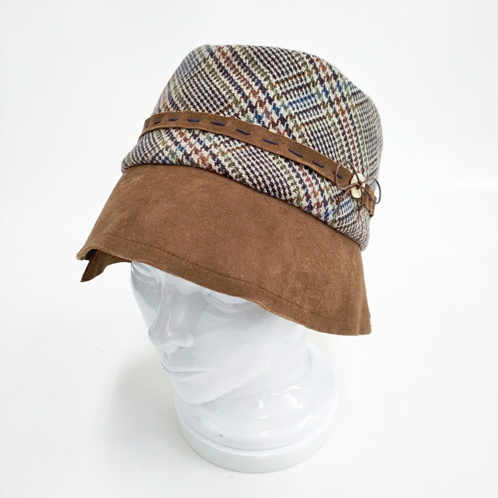 hitomi shinoyama チェック 帽子 ハット ブラウン 多色 レディース ヒトミ シノヤマ【中古】6-0112T