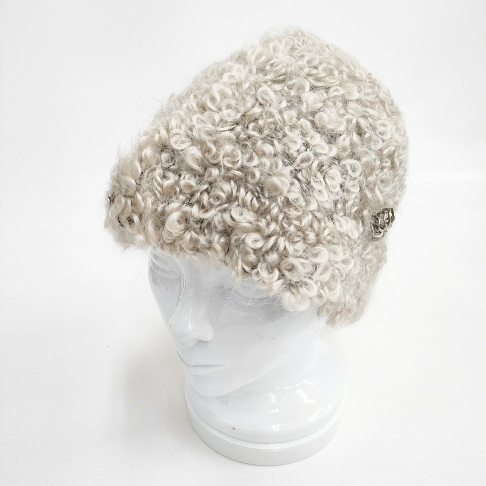 hitomi shinoyama ループモヘヤ リボン付き その他帽子 グレージュ レディース ヒトミ シノヤマ【中古】6-0112T