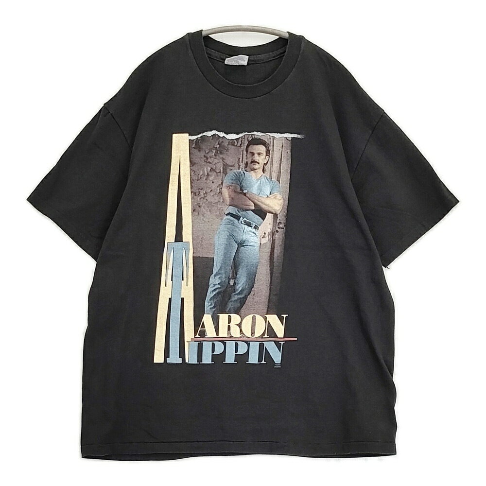 Hanes USA製 Aaron Tippin アーロン ティピン アーティストTシャツ XL 半袖Tシャツ カットソー ブラック メンズ ヘインズ【中古】6-0512S