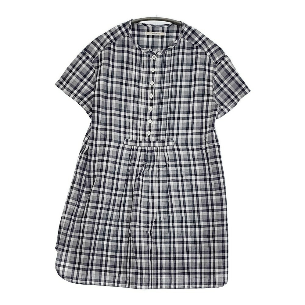 Pual ce cin 840460 チェック ピンタック プルオーバー チュニック ネイビー ホワイト レディース ピュアルセシン【中古】5-0819S