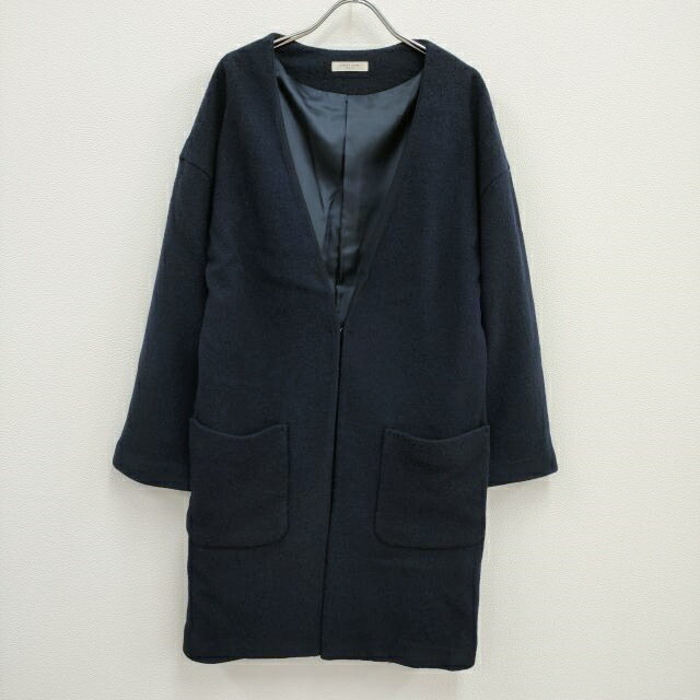 FREAK'S STORE ノーカラーコート 171-3518 コート ネイビー レディース フリークスストア【中古】3-1207T