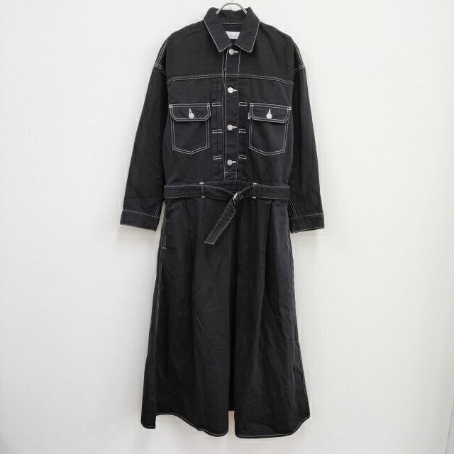 Graphpaper 新品 Belted Denim Dress GL213-60159 定価57200円 サイズ0 ワンピース ブラック レディース グラフペーパー【中古】4-0325M♪