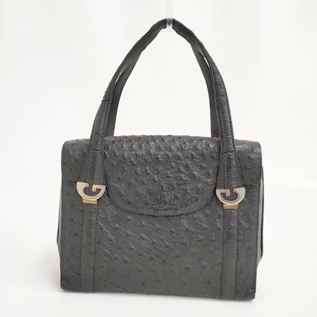 gucci///////////////\\\\\\\\\\\\\\\\\\\\\\\\\\\\\\\\\\\\\\\\\\\\\\\\\\\\\\\\\\\\\\\' - GUCCI オールドグッチ オーストリッチ レザーハンドバッグ ヴィンテージ トートバッグ ブラック レディース グッチ【中古】6-0509G
