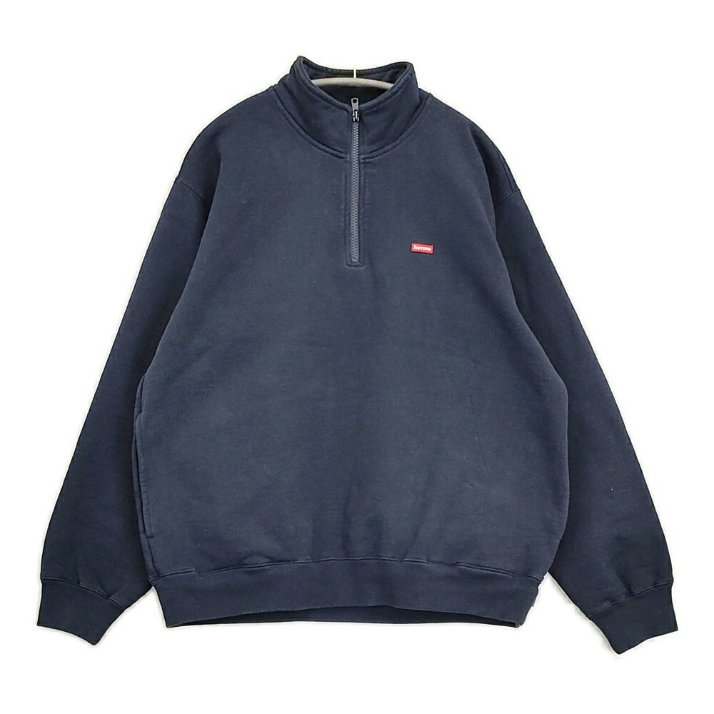 Rakuten - Supreme Small Box Half Zip Pullover スモールボックスハーフジップスウェット 裏起毛 サイズS 25SS ネイビー メンズ シュプリーム【中古】6-0509T