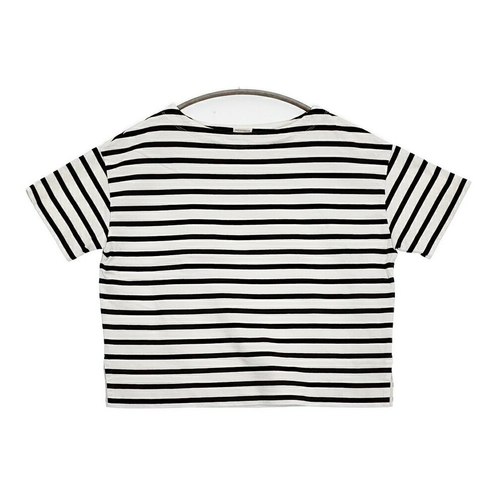 Rakuten - DRESSTERIOR ボートネック 085-14767 ボーダー ワイドシルエット 半袖Tシャツ カットソー ホワイト ブラック レディース ドレステリア【中古】6-0514S