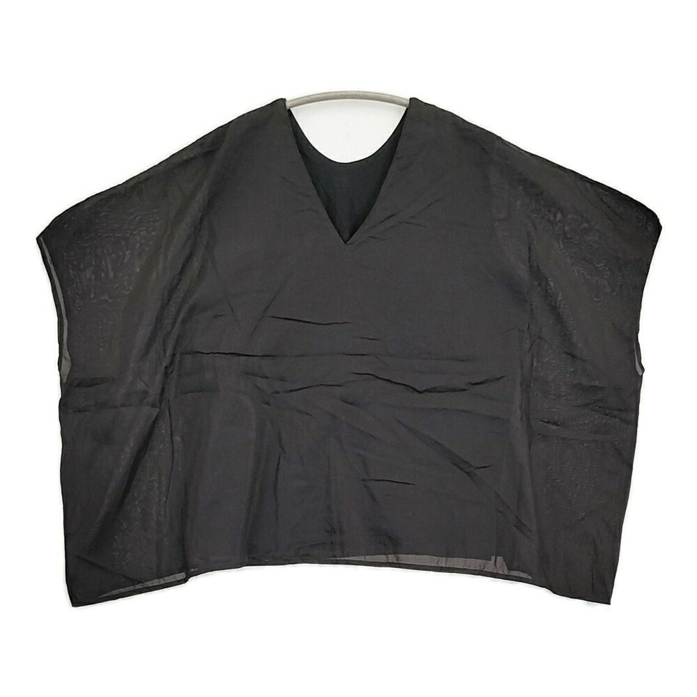 樂天商城 - Gauze# コットンシルク レイヤード G505 定価11000円 Vネック ブラウス シャツ ブラック レディース ガーゼ【中古】6-0514S