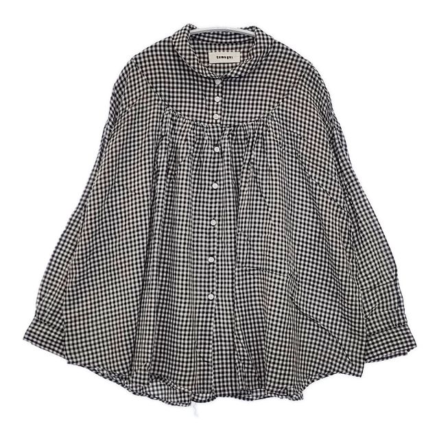 Rakuten - tumugu レーヨン シルク ギンガムチェック TB16116 ブラウス シャツ ブラック ホワイト レディース ツムグ【中古】6-0409M