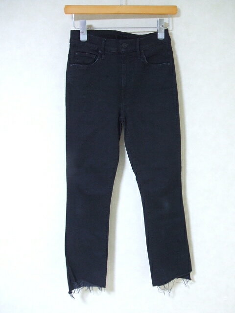 楽天ブランド古着の専門店 ジージーmother INSIDER CROP STEP FRAY クロップドフレアスキニー BLACK NTG B1157-180 サザビーリーグ カットオフ パンツ ブラック レディース マザー【中古】2-0809G△