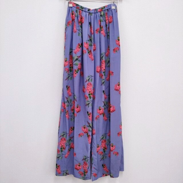 Graphpaper 新品 Flower printed pants GL191-40081 定価35200円 イージーワイド パンツ パープル レディース グラフペーパー【中古】4-0314M♪