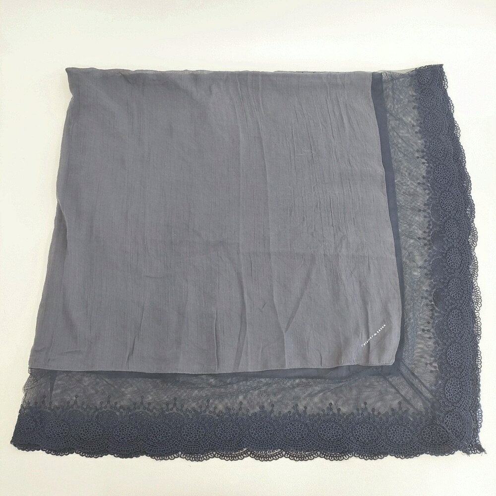 l'atelier du savon 大判 レース スカーフ ショール ストール ネイビー レディース アトリエドゥサボン【中古】6-0212M
