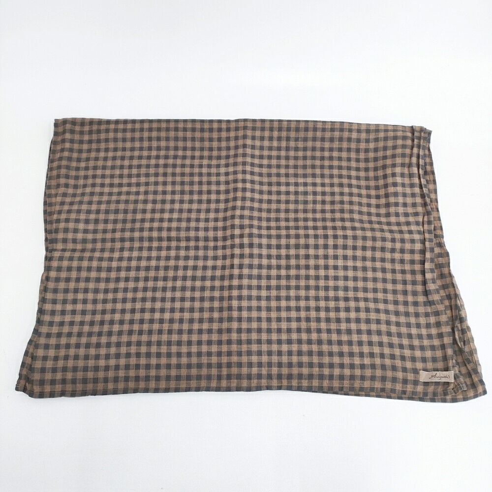 Ichi Antiquites ギンガムチェック ストール ブラウン ブラック レディース イチアンティークス【中古】6-0212M