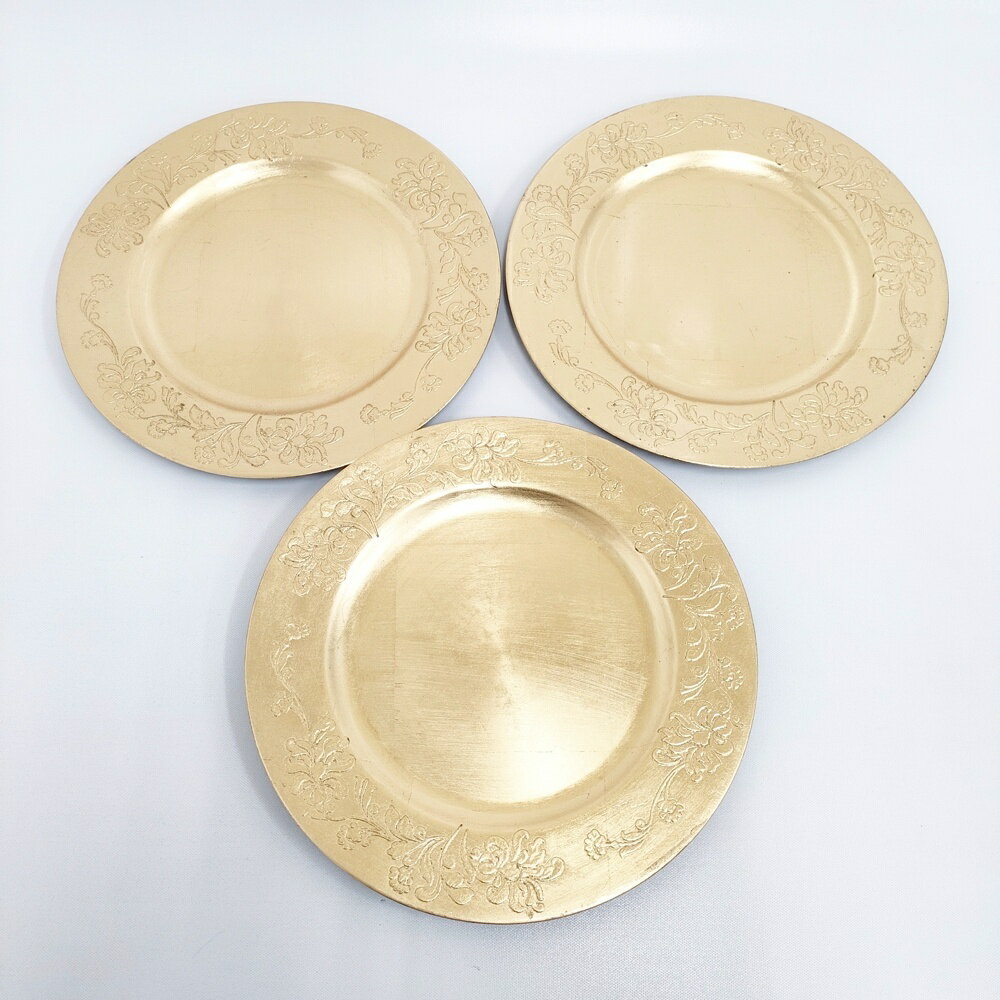 Rakuten - ブルーミング中西 未使用品 花模様 プレート3枚セット 大皿 皿 ゴールド レディース【中古】6-0404G