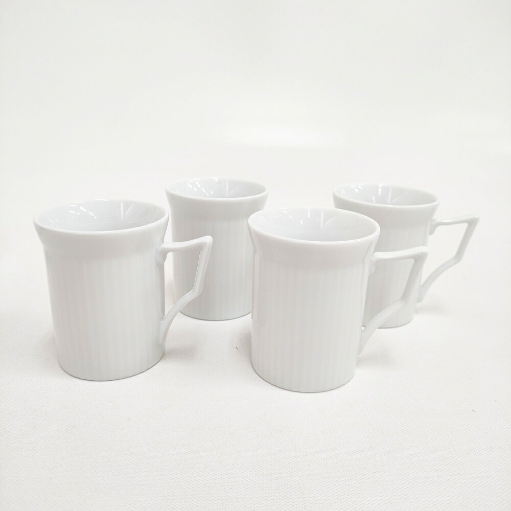 HOYA CHINE ホヤチャイナ White Shadow 日本製 ティーカップ 4客セット マグカップ ホワイト レディース【中古】6-0404G