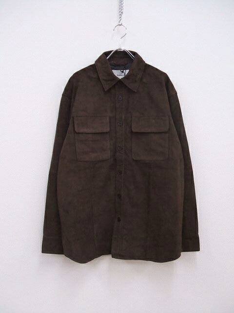 Deadwood 新品 SHORELINE SHIRT SUEDE サイズL リサイクルレザー 長袖シャツ ブラウン メンズ デッドウッド2-1012T♪