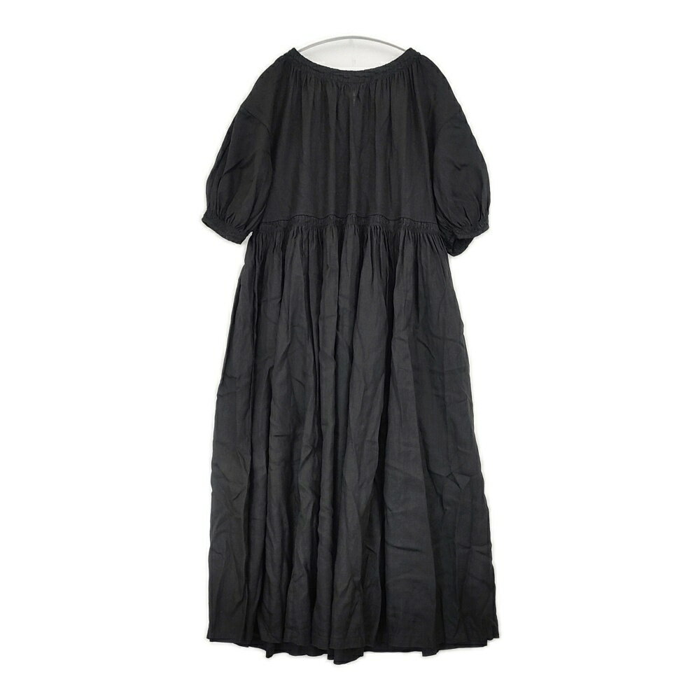 Rakuten - nest Robe 24SS リネンコンビシャーリングワンピース サイズF 01242-1523 半袖 ワンピース ブラック レディース ネストローブ【中古】6-0506S