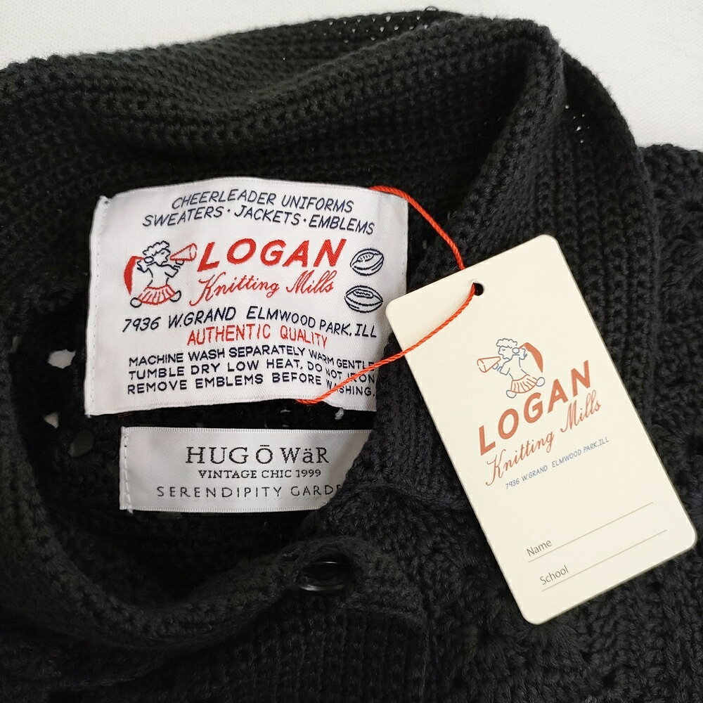 HUG O WaR 新品 LOGAN別注 スクエアクロシェカーディガン 定価25300円 HG-L983 ニット カーディガン 26SS ブラック レディース ハグオーワー【中古】6-0505M 3