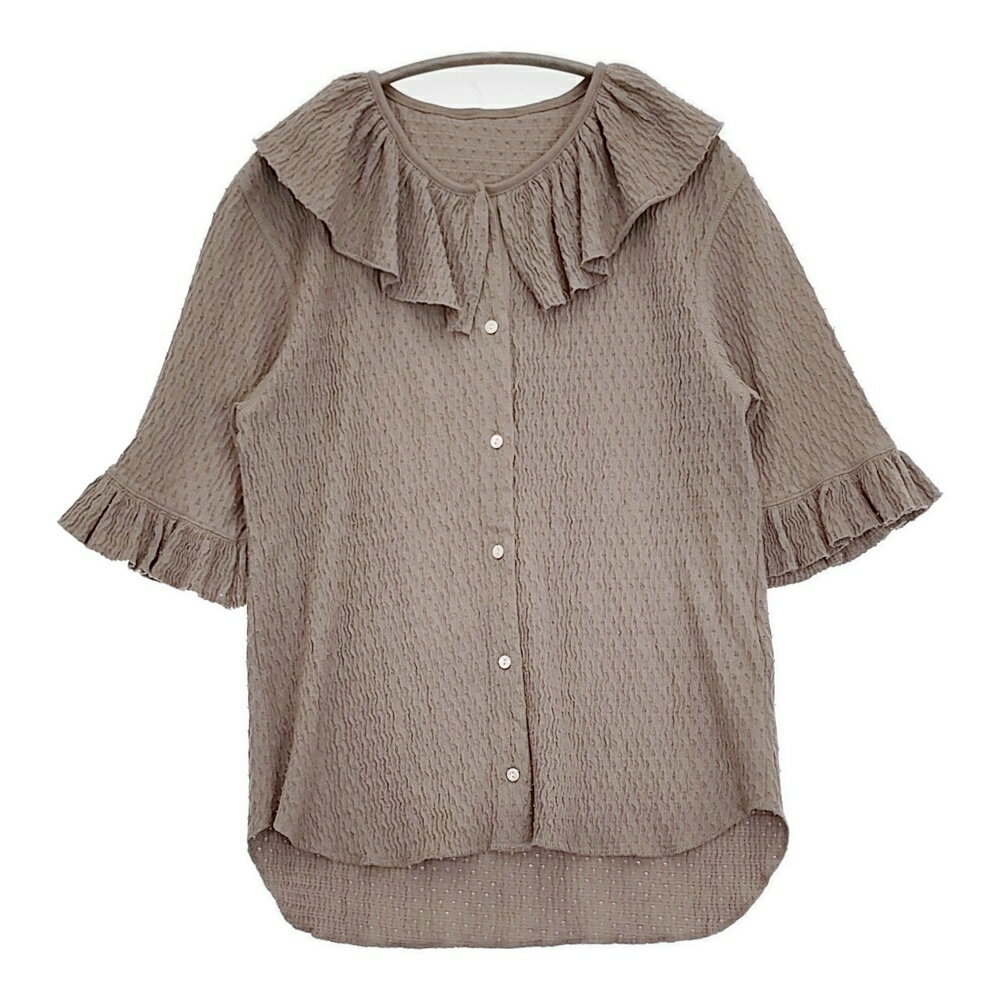 Rakuten - BEAMS BOY ジャガードフリルギャザーショートスリーブ 定価8580円 ブラウス シャツ 25SS ライトグレー レディース ビームスボーイ【中古】6-0505M