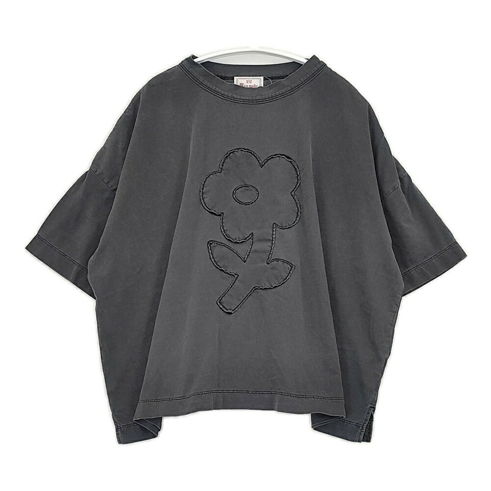 Rakuten - mao made 25SS きれいめ天竺ピグメント染め お花パッチししゅうTEE 定価15400円 521208 半袖Tシャツ カットソー ブラック レディース マオメイド【中古】6-0430S