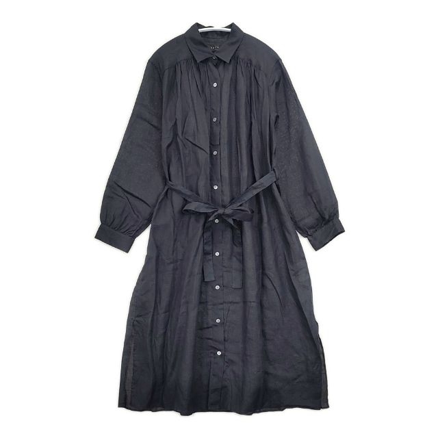 Rakuten - sacra ラミー ギャザー シャツワンピース 119108031 ベルト付き ワンピース ネイビー レディース サクラ【中古】6-0425M