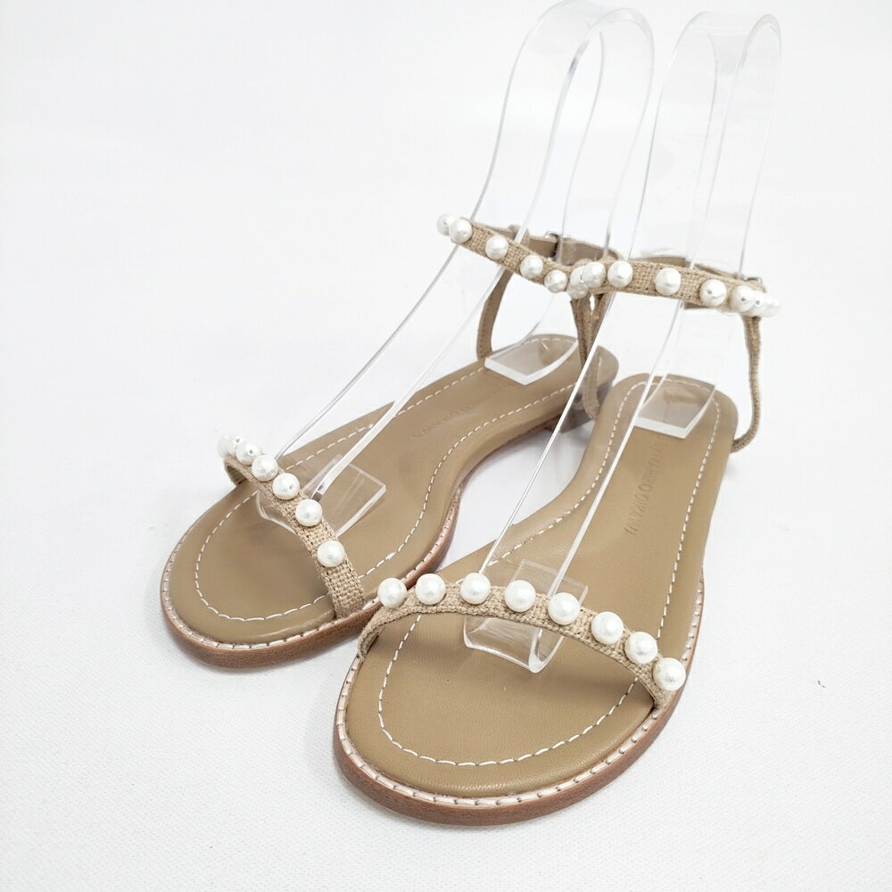 Rakuten - Tsuru by Mariko Oikawa 新品 パール付きストラップ サイズ36 サンダル ベージュ レディース ツルバイマリコオイカワ【中古】6-0423S