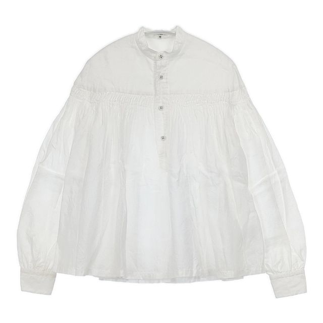 Rakuten - Scye リネン高密度長袖タックシャツ 1219-31028 プルオーバー ブラウス シャツ ホワイト レディース サイ【中古】6-0323M