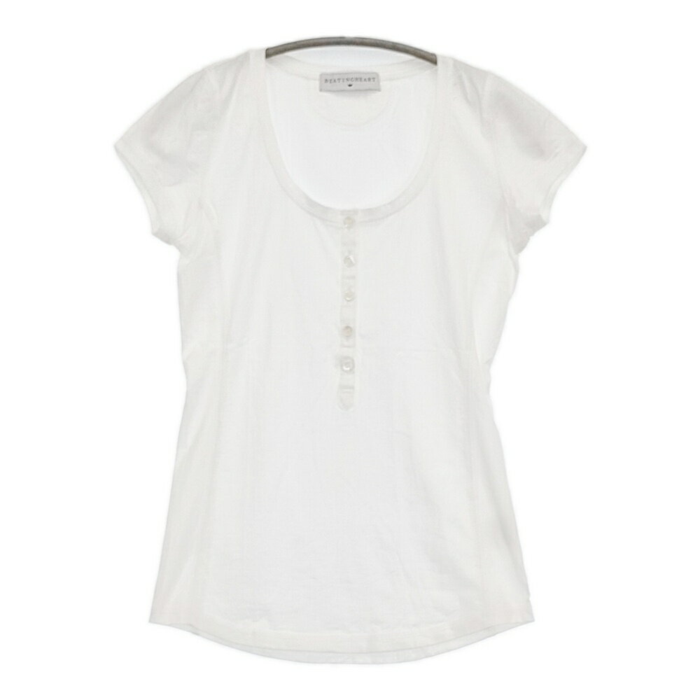 BEATING HEART 未使用品 ヘンリーネック Uネック フレンチスリーブ 半袖Tシャツ カットソー ホワイト レディース ビーティングハート6-0531S