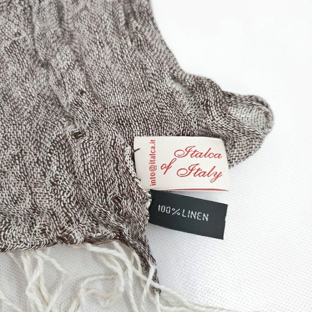 ブランド古着の専門店 ジージーのITALCA OF ITALY イタルカ オブ イタリー イタリア製 リネン ストール チャ シロ レディース【中古】6-0604M｜アングル2