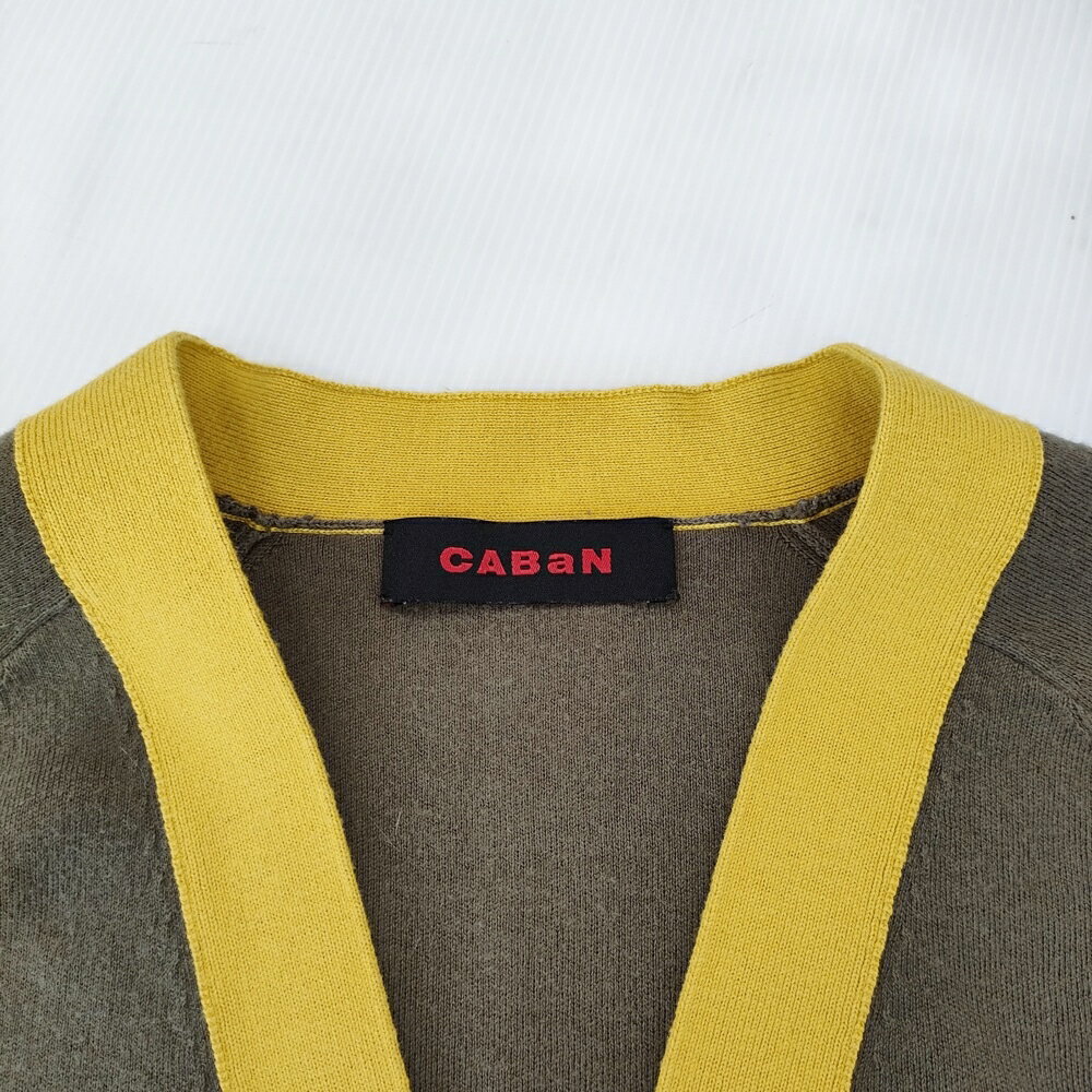 CABaN 59020402004 コットンカシミヤバイカラーVネックカーディガン 定価47300円 20AW カーキ イエロー レディース キャバン【中古】4-1230T