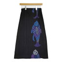 PLEATS PLEASE ISSEY MIYAKE フィッシュプリント プリーツスカート PP33-JG635 ロング ブラック レディース プリーツプリーズ【中古】5-0614M