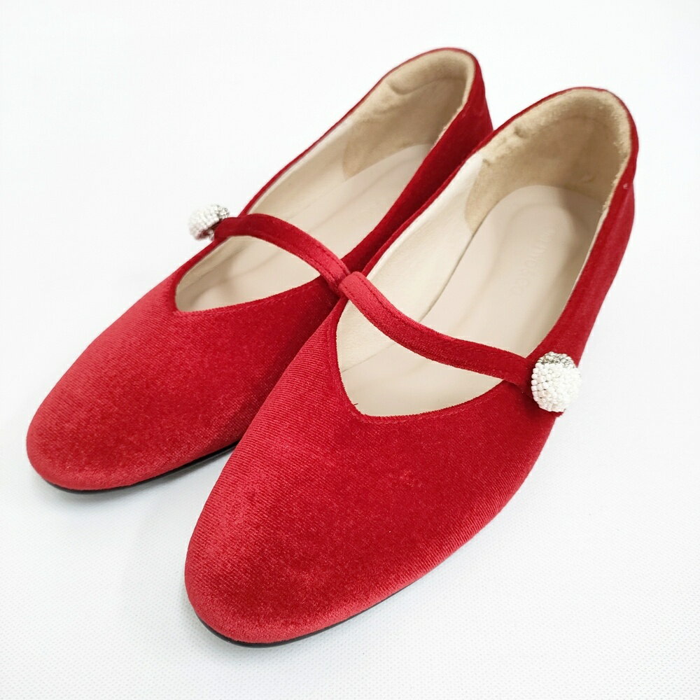 Rakuten - ONE TWO＆CO. ワントゥーアンドコー 未使用品 Mary Jane RED 40 定価33000円 ベルベット チャイナシューズ レッド レディース【中古】5-0710G