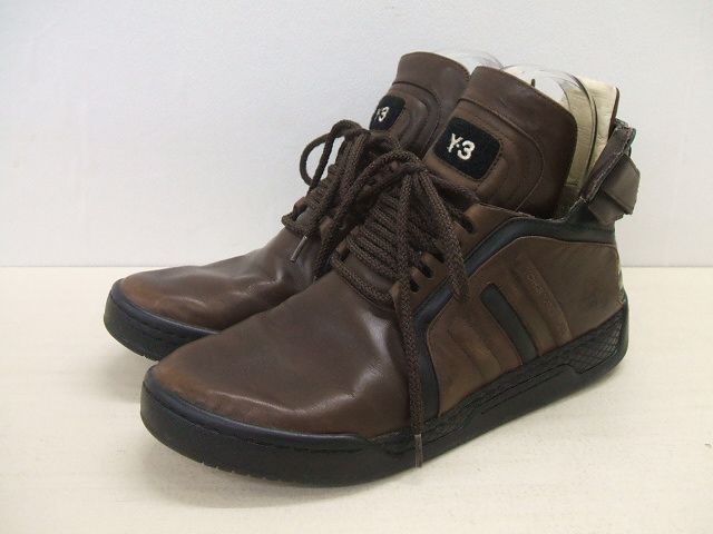 Y-3 US9.5 JP27.5 ハイカット　APE779001 スニーカー ブラウン メンズ ワイスリー/Yohji【中古】2-0803G∞