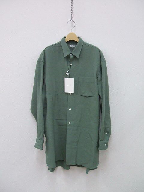 RAKINES Rigid washer tropical Long shirt 定価52800円 新品タグ付 長袖シャツ 21FW グリーン メンズ ラキネス【中古】2-0801M∞