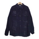AURALEE 新品 HOMESPUN SUMMER TWEED MESH SHIRT A24SS01HM 5 定価154000円 長袖シャツ 24SS ネイビー メンズ オーラリー【中古】4-1011T(4)
